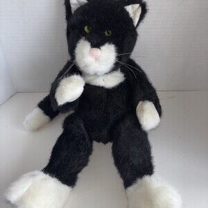 Boyds Bear Vintage 1985 LBlack & White Cat Plush Stuffed Animal 14"